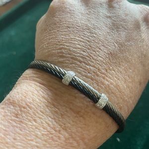 Alor Black and Silver Stainless Steel Two-row Cable bracelet